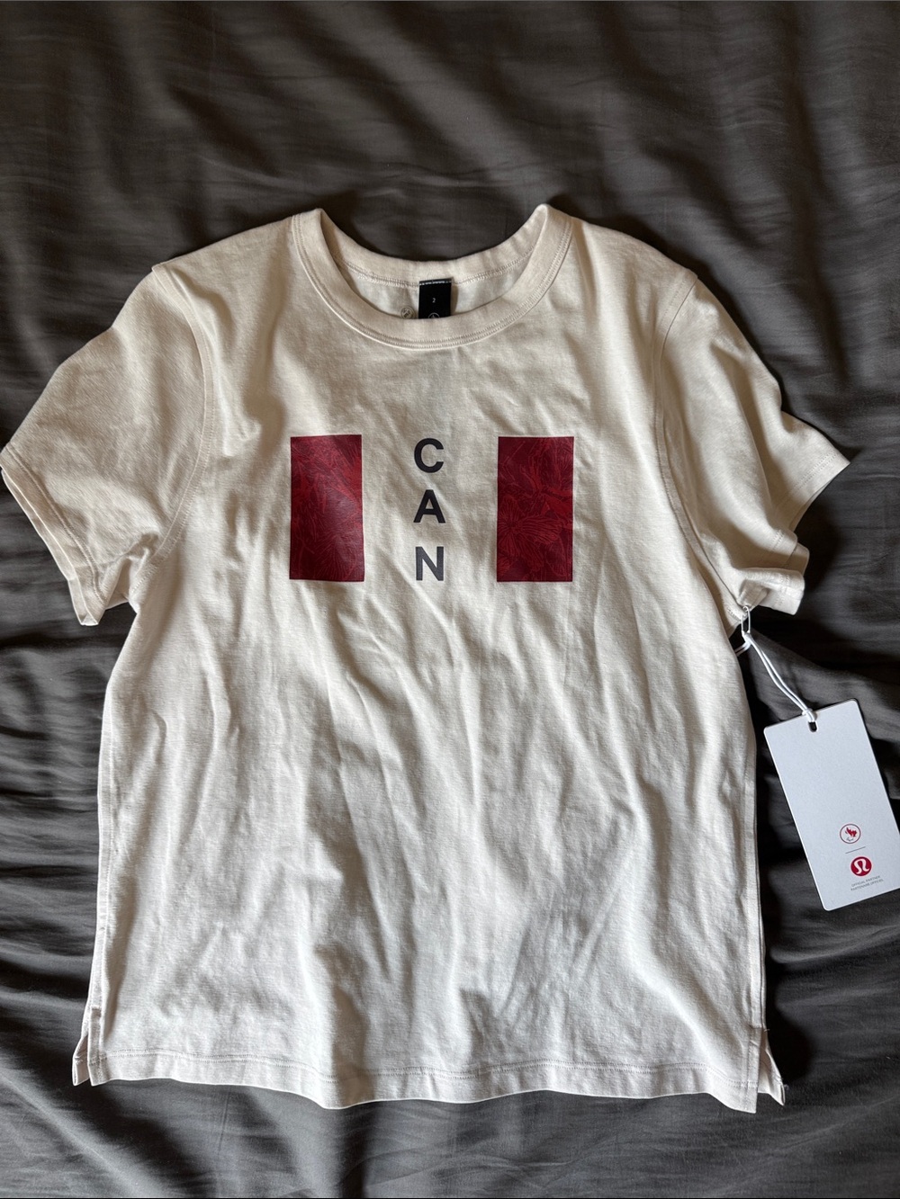 lululemon athletica White Tee with Burgundy Graphic Blocks